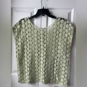 LC Lauren Conrad Women's Crochet Boxy Crop Top Green Size M